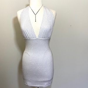 NEW Bebe White Studded Marilyn Monroe Halter dress